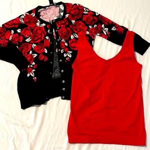 Women White House black market floral sweater and tank size medium